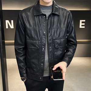 皮衣男秋季2025新款休闲男士潮牌帅气机车外套A313-6828-P135图片