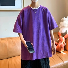 T2023重磅蜡染美式复古水洗潮牌纯色短袖男批25控38模特图310B-1，男装T恤，星座310B-1