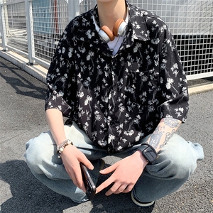 EQ410 冰感夏季港风潮流衬衫男小众设计感情侣装沙滩旅游衬衣P40图片