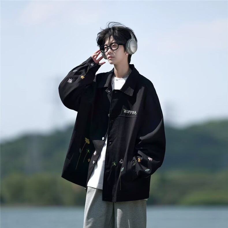 215-P60翻领飞行员夹克男士春夏季2025新款大码,男装夹克,电商B323A