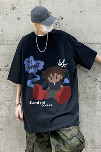 春夏新款重磅纯棉卡通印花短袖T恤M~5XL XZ604-DT207-P35控48图片