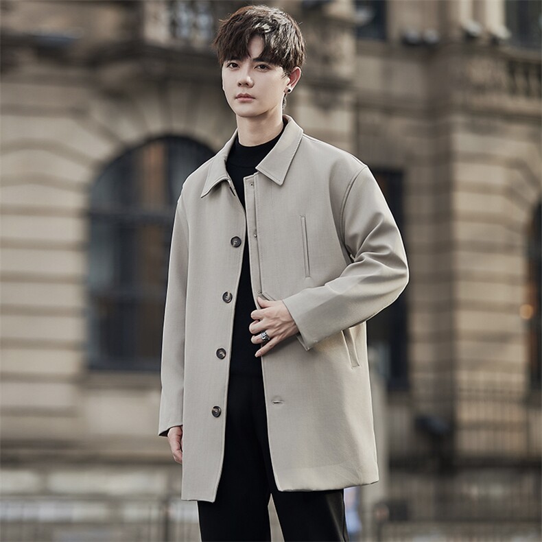 2025秋季新款英伦风高品质中长款简约休闲风衣外套男F2402-P135，男装风衣，电商A413