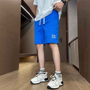 泡泡格夏季新款水洗刺绣短裤男休闲宽松五分裤沙滩裤-DK03-P27图片