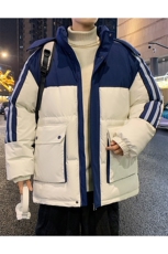 港风潮牌新款织拼色连帽服潮流保暖棉衣M085-P110控159，男装棉衣，星座717