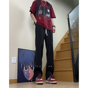 美式高街 hiphop冰丝铆钉微喇休闲裤货号K2425P55图片