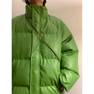 冬款字母肌理压花立领棉衣boy美式盐系加厚保暖棉服A071-589-P115图片