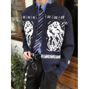 网图有货 费尔岛慵懒立领开衫毛衣男女情侣针织衫外套 A1019-P55图片