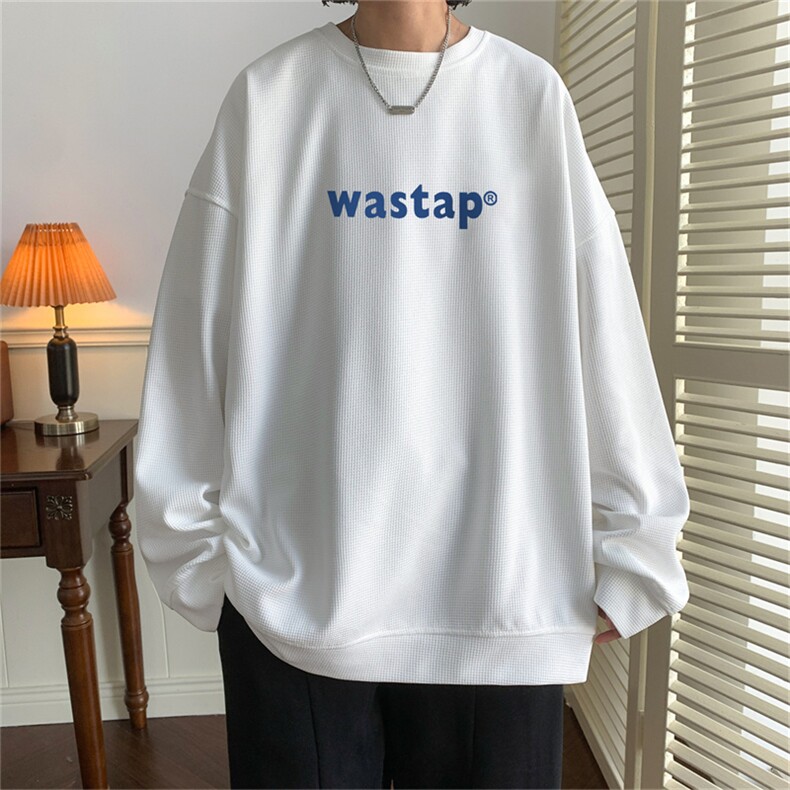 ！22秋季新款宽松大码港风WASTAP华夫格圆领卫衣HW9009-p30,男装卫衣,星座508（原C305）