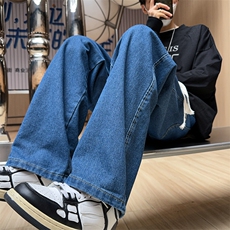 8XL-M牛仔裤男士直筒宽松特大码胖子阔腿裤男款长裤NZ110-P45控58，男装牛仔裤，电商D206-1