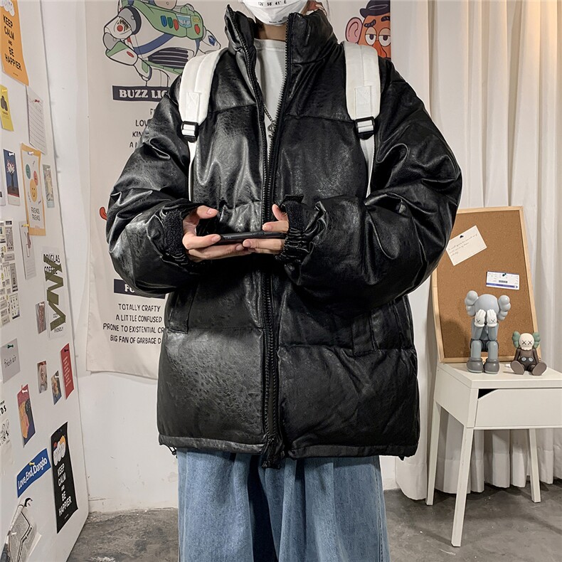 1港风PU皮服面包服男女情侣中性大码加厚皮衣7967特P78控108,男装棉衣,星座226-2
