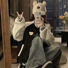A474-P100小熊拼接棒球服男女同款春秋新款，男装夹克，星座911