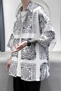 2023夏装男印花冰丝短袖衬衫青少年潮流宽松碎花衬衣A071-C16-P35,男装衬衫,电商A071