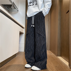 美式秋季新款拼接格子扎染设计潮流休闲裤B315-K25341-特p35控68图片
