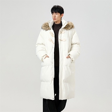 现货中长款棉衣男冬季加厚棉袄宽松连帽毛领棉服外套M107-P120，男装棉衣，星座308B-2