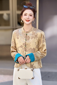 新中式国风提花外套女2025春季新款小个子高级感修身短款唐装上衣图片