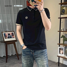 1506/QGP70410/P39夏季男polo衫t恤刺绣字母拼色薄款潮流休闲体恤，男装T恤，星座1506