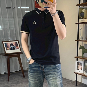 1506/QGP70410/P39夏季男polo衫t恤刺绣字母拼色薄款潮流休闲体恤图片