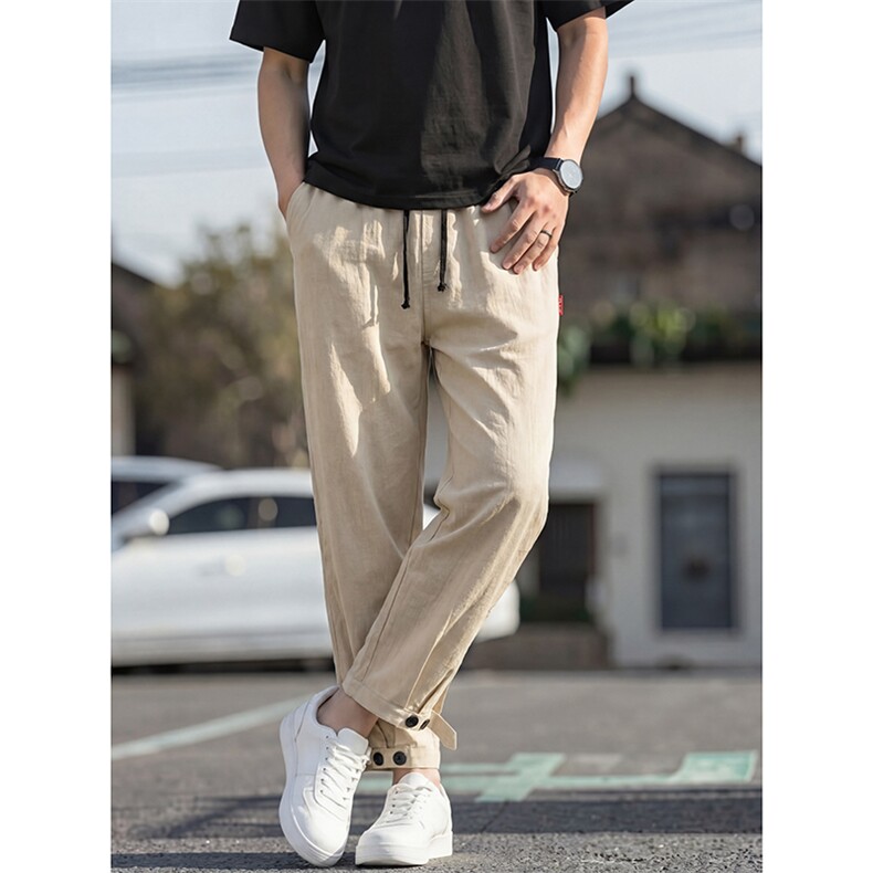 2026夏季新品七分休闲萝卜裤潮流脚口扣袢K383-P30，男装休闲裤，电商A178