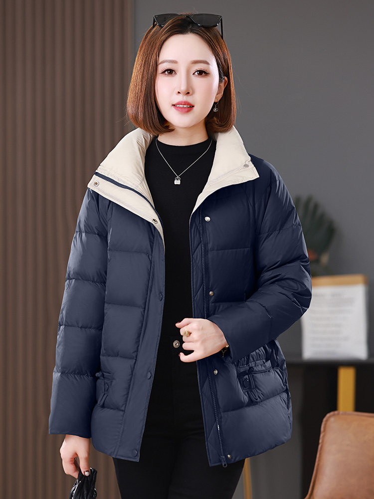 2025年冬季新款立领30白鸭绒中长款羽绒服外套,女装羽绒服,雪樱依海