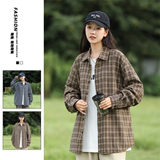 2025秋季潮流格子衬衫男港风休闲长袖外套青少年男装2377P35，男装衬衫，星座1107-1