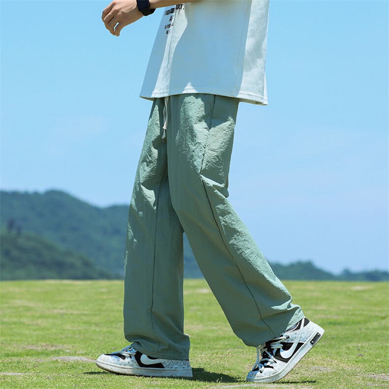 港风夏款男冰丝褶皱速干裤直筒宽松休闲长裤h5016P38,男装休闲裤,星座1013-1