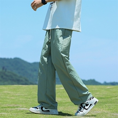 港风夏款男冰丝褶皱速干裤直筒宽松休闲长裤h5016P38，男装休闲裤，星座1013-1