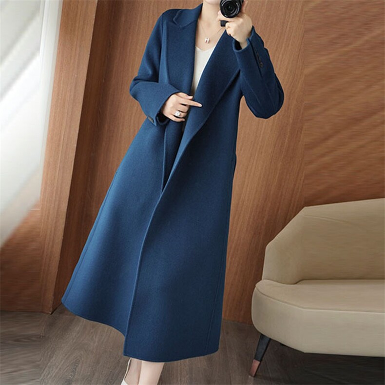 2025新款秋冬双面羊绒大衣女中长款高端赫本风韩版羊毛呢外套，女装双面呢大衣，乾庄羊绒
