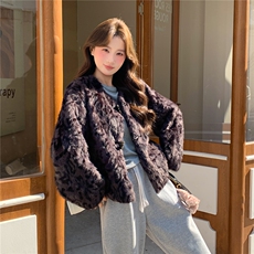 现货当季新款洋气豹纹皮毛一体2C229-86518-P199-K375，女装短外套，2C229