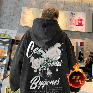 得物抖音高品质二开 360克重磅做旧炒雪花纯色连帽水洗卫衣 16026图片