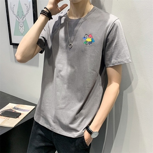 100%棉 2021夏装新款印花卡通短袖T恤男夏季休闲体恤潮081769图片
