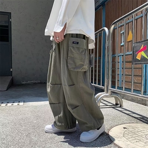 束脚日系坠感阔腿工装裤男2024潮牌宽松夏抽绳帅休闲裤K5065-P36图片
