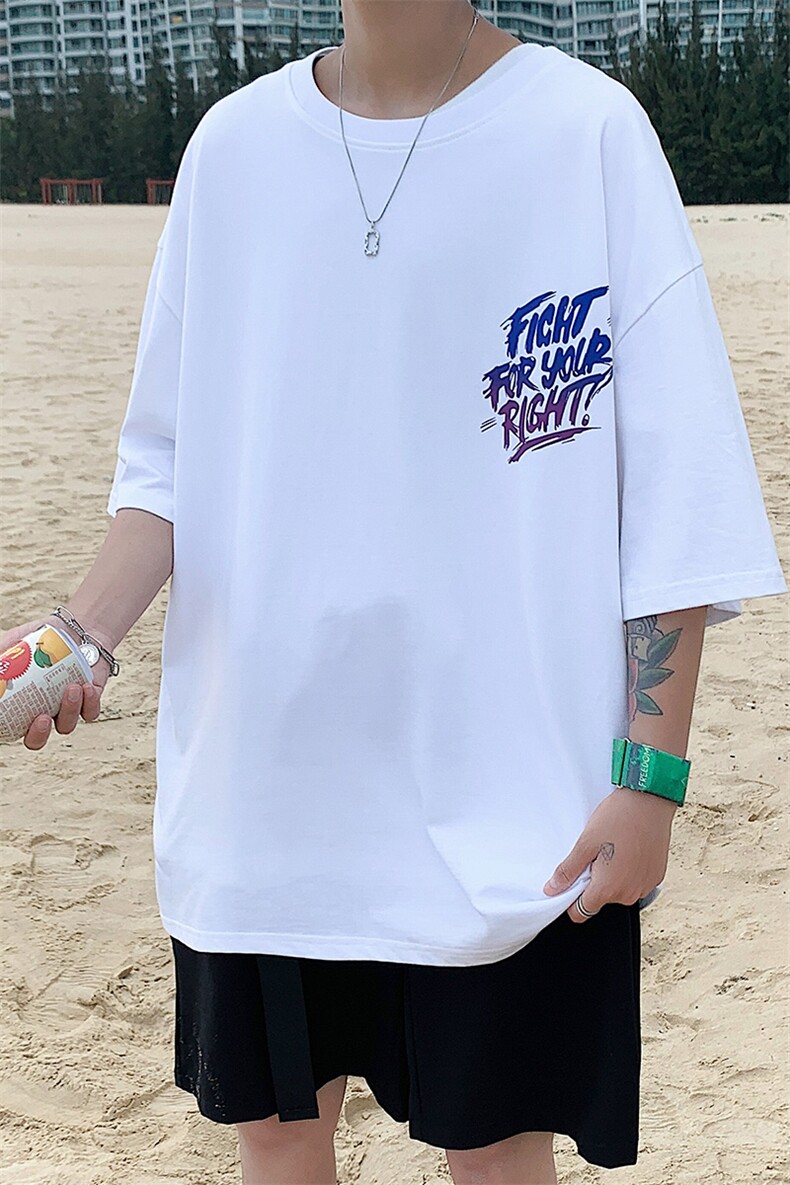 夏款大码纯宽松短袖T恤2023创意印花男女同款1166-P38控价58,男装T恤,电商A441-1