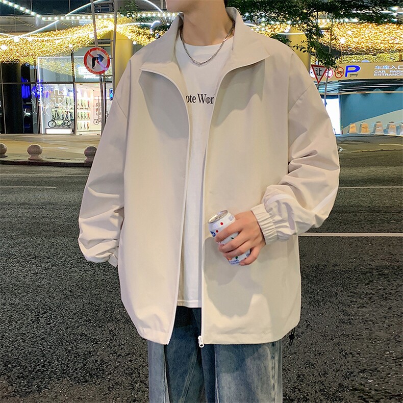 港风二开拼接上衣夹克宽松落肩立领冲锋衣外套 JK861 P65图片
