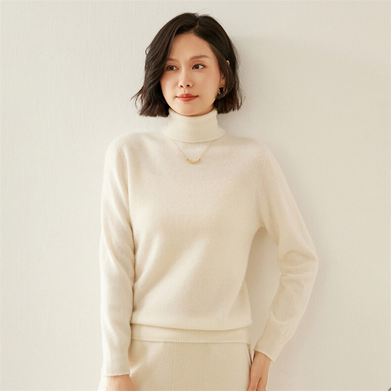 秋冬内搭精纺羊毛衫女半高领套头针织打底衫2024新款软糯薄款毛衣,女装羊毛衫,蚂蚁派对工厂直营店