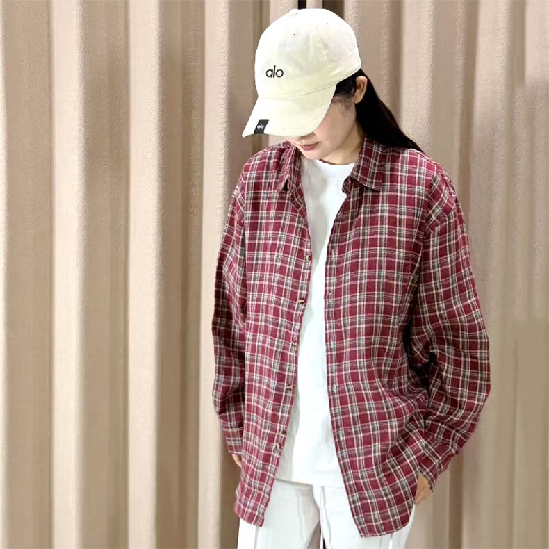 春季新款现货（跨境电商）格子男女情侣款潮流宽松格纹衬衣,男装衬衫,星座1107-1