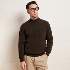 时尚男半高领羊绒衫羊绒秋冬保暖必备经典深蓝舒适百搭男装，男装羊绒套衫，绒歆坊