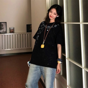 万针全刺绣工艺抖音得物高品质260克重磅纯棉双纱美式高街短袖T恤图片