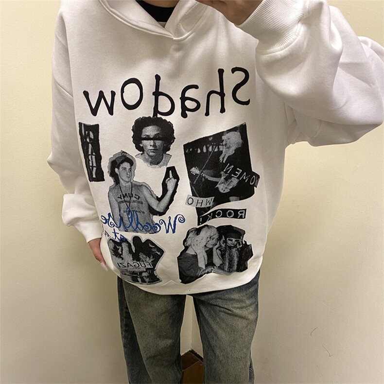 潮牌嘻哈人物印花连帽卫衣外套上衣WY1141特P46加绒特P55,女装短外套,星座908-1