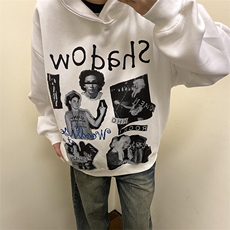 潮牌嘻哈人物印花连帽卫衣外套上衣WY1141特P46加绒特P55，女装短外套，星座908-1