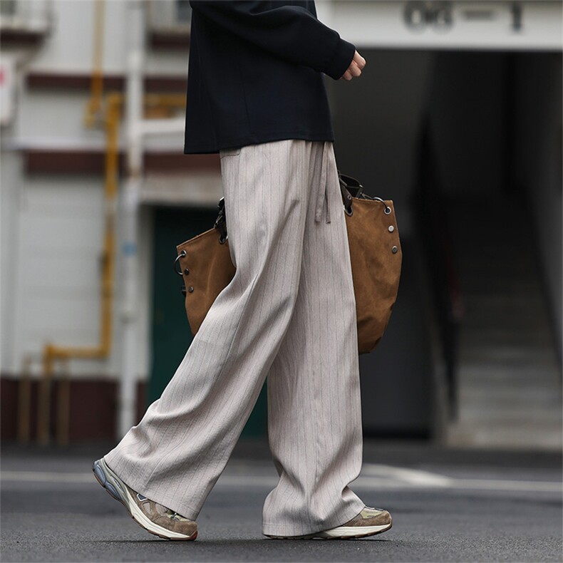 2026春夏冰丝坠感条纹休闲西裤A587特P40控78,男装西裤,电商A309