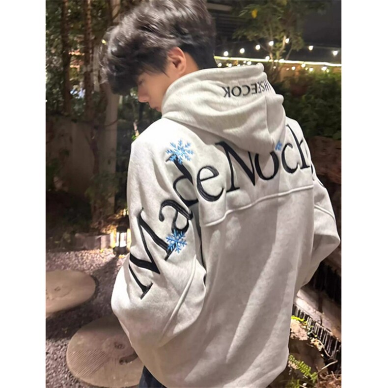 潮牌雪花字母刺绣连帽运动衫男款重磅宽松情侣上衣WY16,男装卫衣,星座1116A（原606A-3）