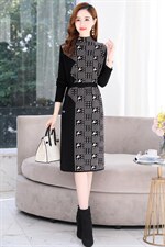 2021秋季新款时尚气质有女人味的毛衣连衣裙，女装连衣裙，金典明美