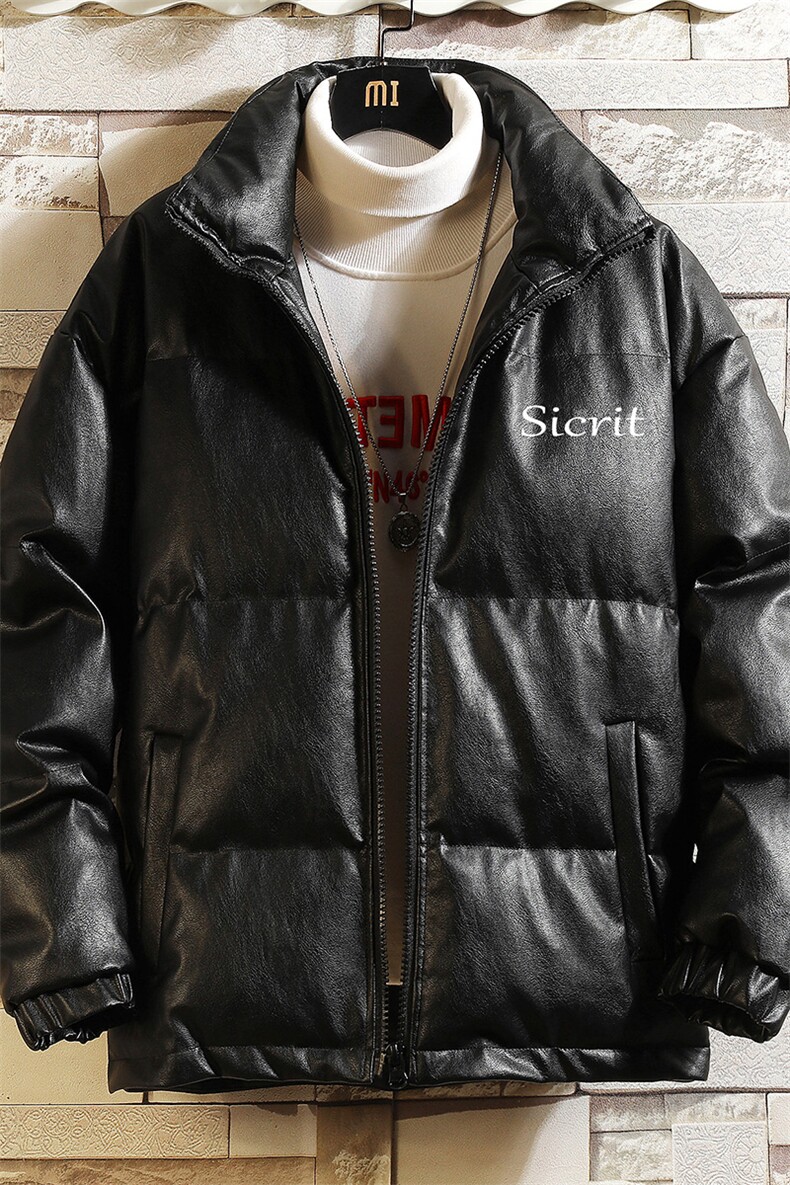 PM51098-P120立领pu皮棉衣男大码面包服男棉服男棉袄男,男装棉衣,电商A040A