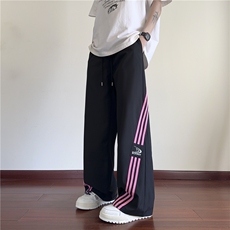 抖音品质新款潮流条纹美式宽松休闲冰丝裤B315-K25643-特p35控68，男装休闲裤，电商B315