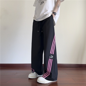 抖音品质新款潮流条纹美式宽松休闲冰丝裤B315-K25643-特p35控68图片