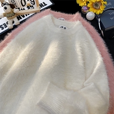 毛毯港风秋冬貂毛时尚宽松休闲纯色圆领毛衣A247-M508特批45控78，男装针织衫/毛衣，电商A247