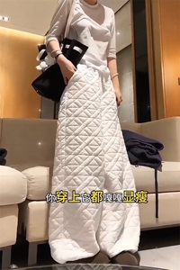 特批P35无差价冬抖音大码中性菱格保暖夹棉棉裤男K5614J加棉图片