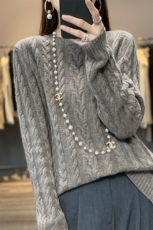 秋冬季新款休闲淑女简约圆领羊毛衫长袖，女装羊毛衫，温贝羊绒