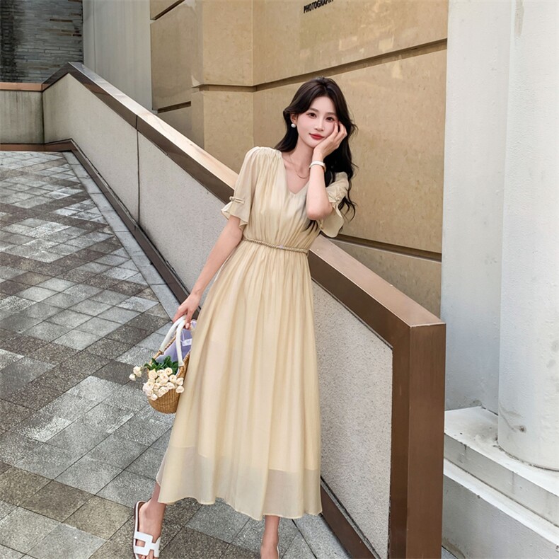 现货主推2024天丝棉连衣裙女高级感仙气精致收腰显瘦连衣裙,女装连衣裙,然然