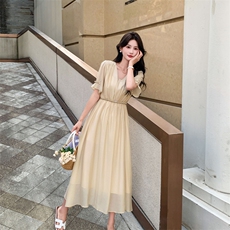 现货主推2024天丝棉连衣裙女高级感仙气精致收腰显瘦连衣裙，女装连衣裙，然然